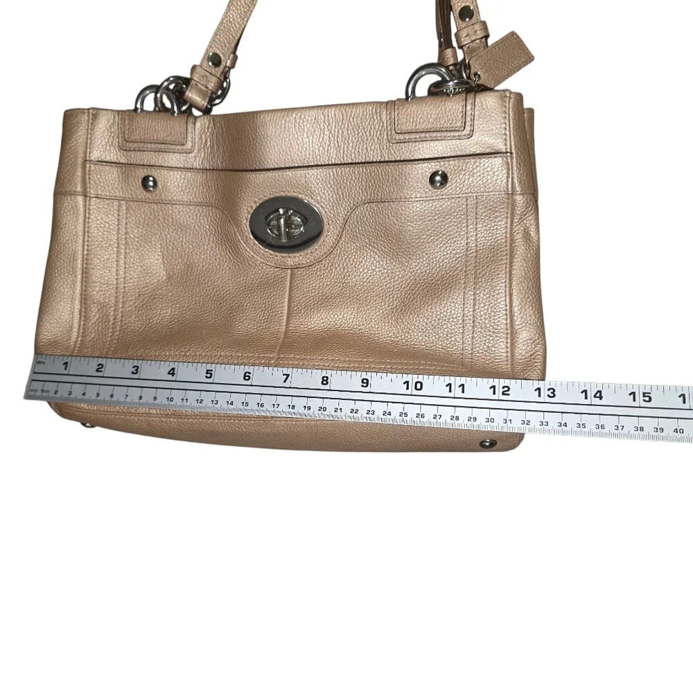 Coach Penelope Carryall Tan/Gold Leather Shoulder Bag Purse L1160